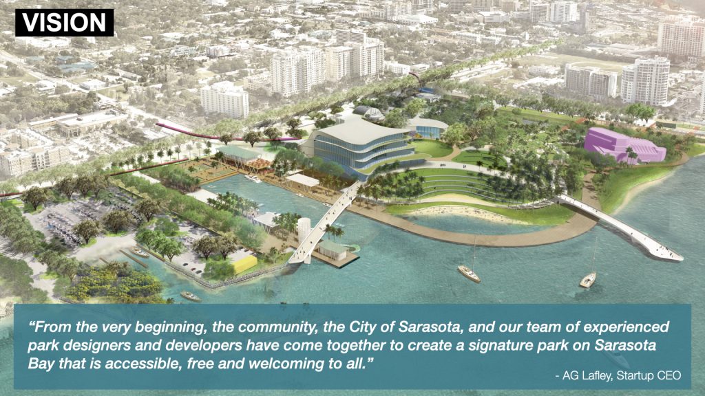 “From the very beginning, the community, the City of Sarasota, and our team of experienced park designers and developers have come together to create a signature park on Sarasota Bay that is accessible, free and welcoming to all.”  