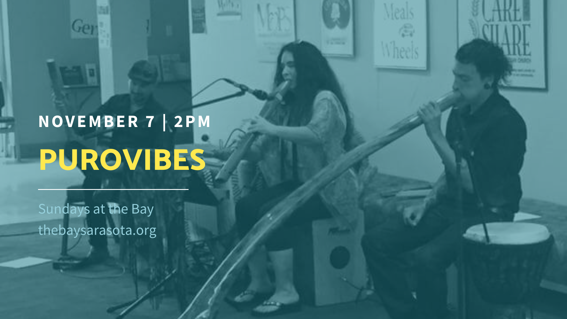 Event information for November 7th Sundays at the Bay event featuring PUROVIBES